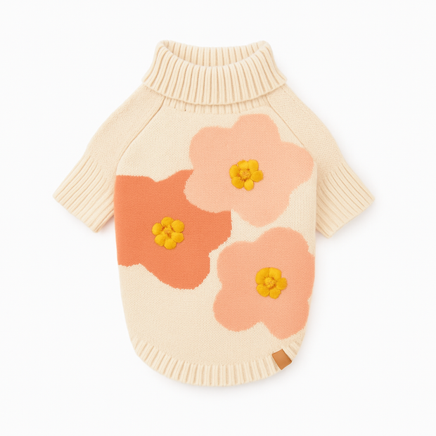 Gemütlicher WeihnachtsHundepullover Weiches Festliches Blumendesign