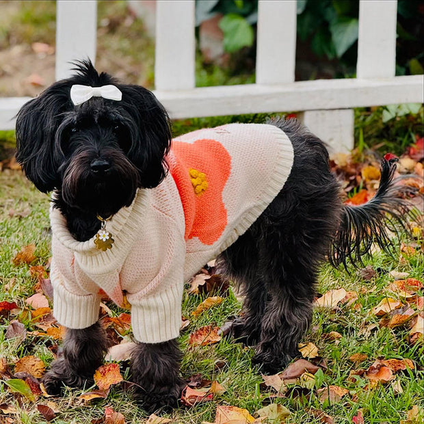 Gemütlicher WeihnachtsHundepullover Weiches Festliches Blumendesign