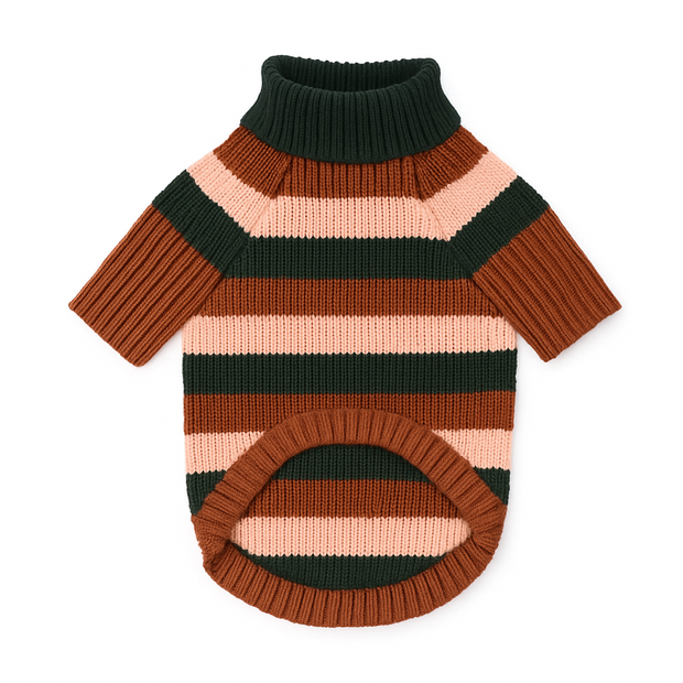 Gestreifter Winterpullover für Hunde Warm Bequem Rollkragen Mehrfarbig
