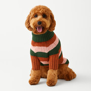 Gestreifter Winterpullover für Hunde Warm Bequem Rollkragen Mehrfarbig