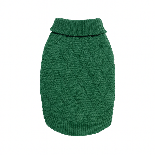 Klassischer Strickpullover für Hunde – Smaragdgrün