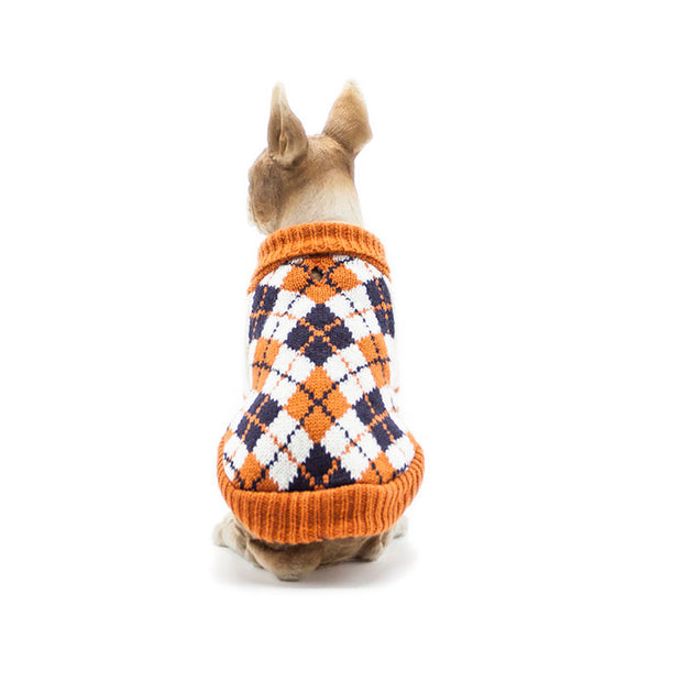 Hundepullover mit Rautenmuster – Warmer Strickmantel für Hunde
