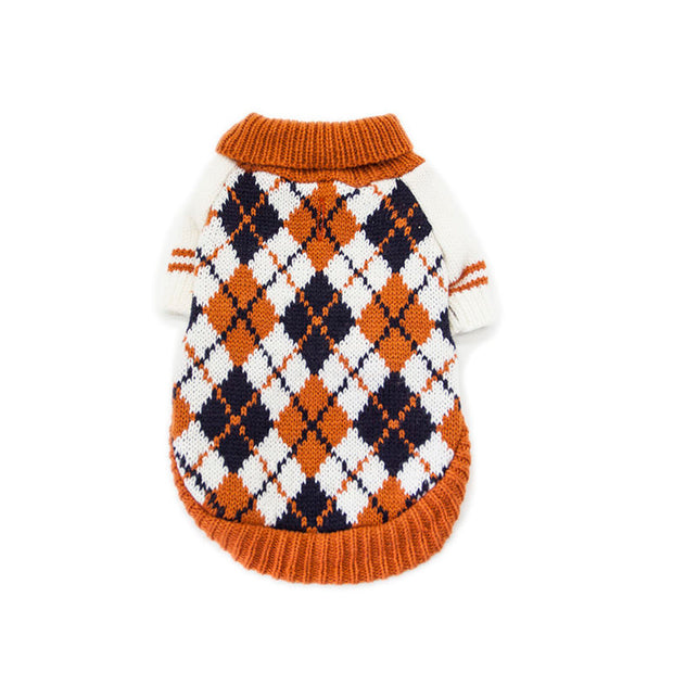 Hundepullover mit Rautenmuster – Warmer Strickmantel für Hunde