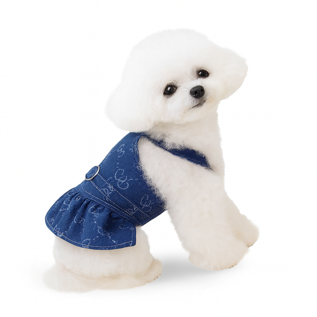 Jeanskleid Für Kleine Hunde Mit Gürtel Modisch Bequem