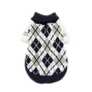 Klassischer Strickpullover für Hunde Warm & Weich Marineblau Weiß