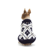 Klassischer Strickpullover für Hunde Warm & Weich Marineblau Weiß