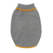 Klassischer Strickpullover für Hunde & Katzen – Grau mit gelben Akzenten