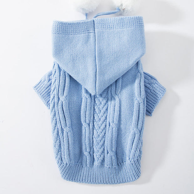 Kapuzen-Strickpullover mit Bommeln für Katzen & kleine Hunde