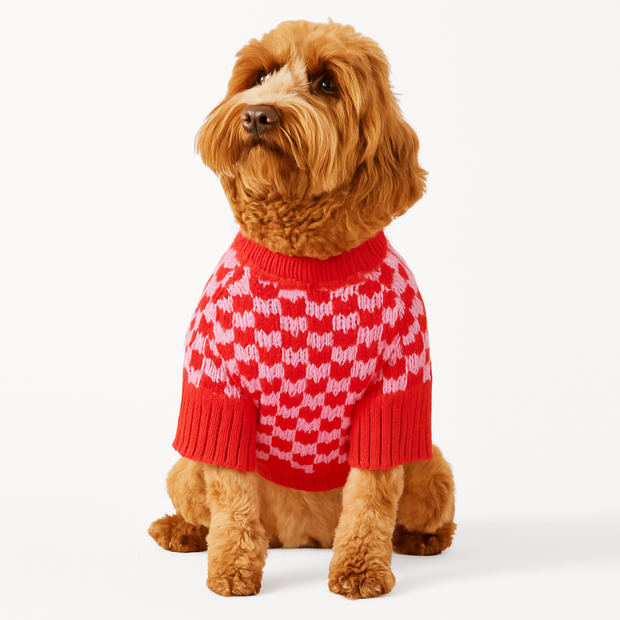 Weihnachtspullover für Hunde Und Katzen Warm Weich Herzmuster